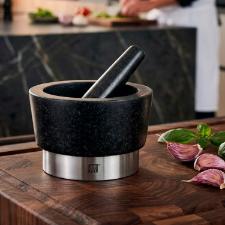 Pil�o e Mortar em Pedra Zwilling Spices 15x10cm: Base Inox e Granito Escuro