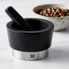 Pil�o e Mortar em Pedra Zwilling Spices 15x10cm: Base Inox e Granito Escuro