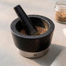 Pil�o e Mortar em Pedra Zwilling Spices 15x10cm: Base Inox e Granito Escuro