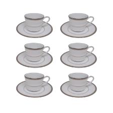 Jogo de x�caras caf� Noritake Toorak Platinum 6 pe�as