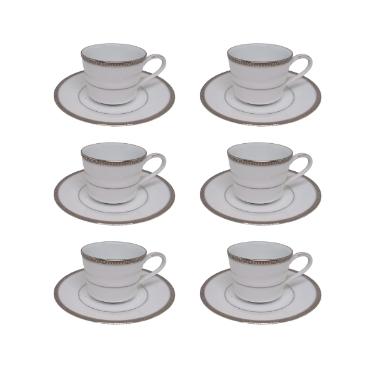 Jogo de x�caras caf� Noritake Toorak Platinum 6 pe�as
