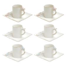 Jogo de x�caras para caf� em porcelana Wolff Birds 6 pe�as color