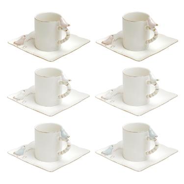 Jogo de x�caras para caf� em porcelana Wolff Birds 6 pe�as color