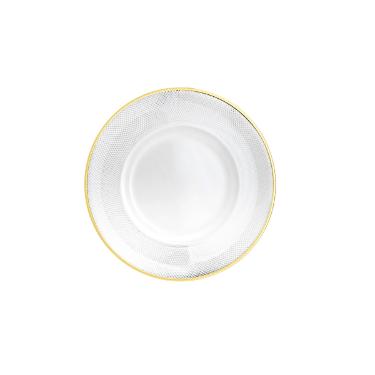 Sousplat em Cristal Wolff Thin Edge 32,5cm Dourado Mesa Posta de Luxo e Requinte