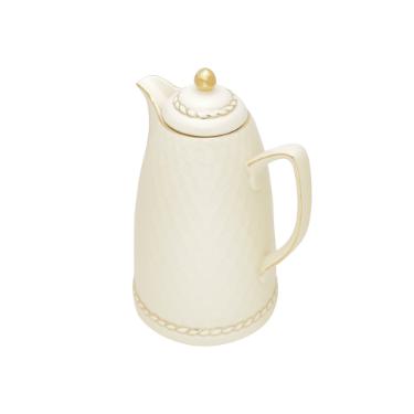 Garrafa t�rmica em porcelana Wolff Renda 900ml 28cm creme