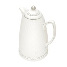 Garrafa t�rmica em porcelana Wolff 900ml 28cm branco/prata