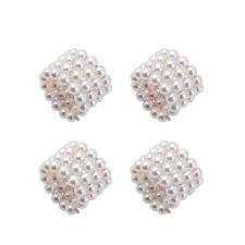 Jogo de an�is para guardanapo em pl�stico Lyor Peral 5cm 4 pe�as prateado