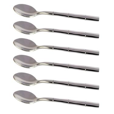 Jogo de colheres para caf� em a�o inox Fracalanza Steel Wood 6 pe�as