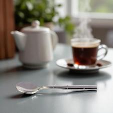 Jogo de colheres para caf� em a�o inox Fracalanza Steel Wood 6 pe�as