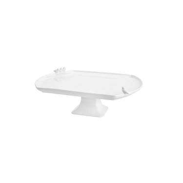 Prato para bolo em porcelana com p� Wolff Birds 31x29x10cm
