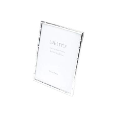 Porta-retratos em a�o Prestige Bambu 20x25cm prateado