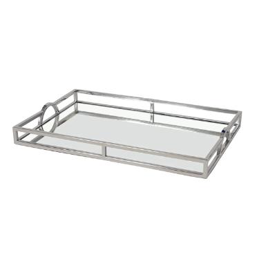 Bandeja retangular em a�o inox espelhada Fracalanza 56x36x6cm