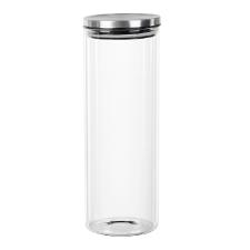 Pote para mantimentos redondo vidro Dynasty 1,8 litros prata