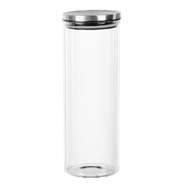 Pote para mantimentos redondo vidro Dynasty 1,8 litros prata