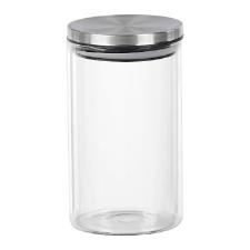 Pote para mantimentos redondo vidro Dynasty 1 litros prata