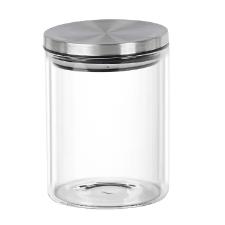 Pote para mantimentos redondo em vidro Dynasty 800ml prata