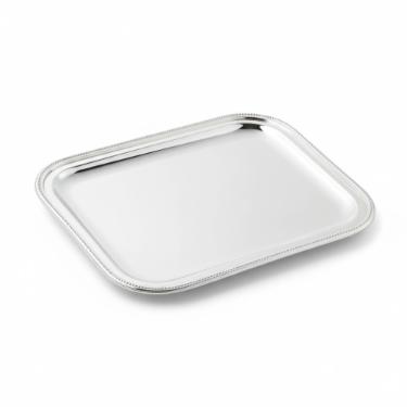 Bandeja Retangular Silverlux P�rola 26,5x21cm, Banho de Prata, Luxo Para Caf�, Ch� ou Decora��o