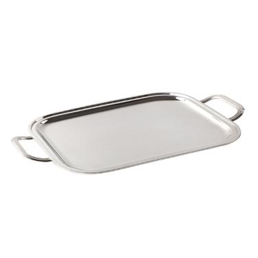 Bandeja lisa com al�as em prata Silverlux 40x31cm