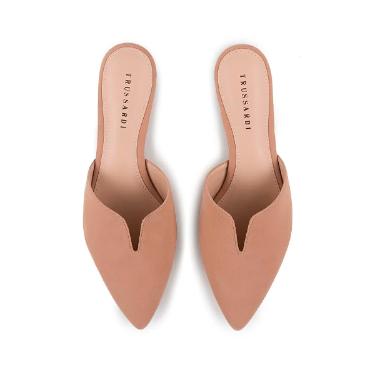 Mule bico fino Trussardi Nobuck tamanho 37 nude