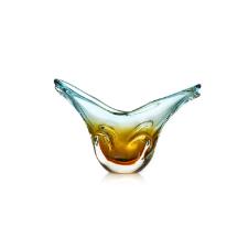 Cachepot em murano S�o Marcos 29x44cm azul e �mbar