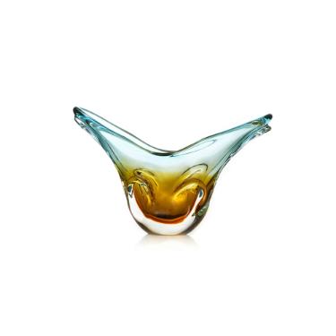 Cachepot em murano S�o Marcos 29x44cm azul e �mbar