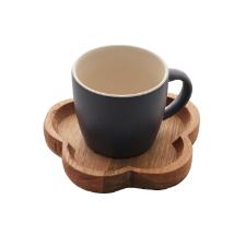 Jogo canecas com pires de madeira Woodart 4 pe�as azul