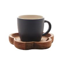 Jogo canecas com pires de madeira Woodart 4 pe�as azul