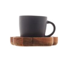 Jogo canecas com pires de madeira Woodart 4 pe�as azul