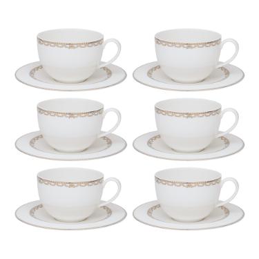 Jogo de x�caras ch� em porcelana Strauss Lumi�re 270ml 6 pe�as