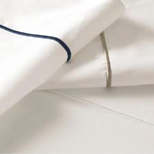 Saia para colch�o Trussardi Lamone solteiro 200 fios Branco/Marinho