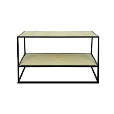 Mesa de centro retangular com 2 parti��es em ferro e madeira Monte Real 80x40x50cm preto