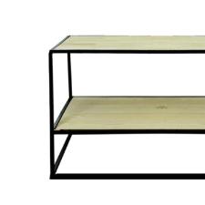 Mesa de centro retangular com 2 parti��es em ferro e madeira Monte Real 80x40x50cm preto