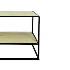 Mesa de centro retangular com 2 parti��es em ferro e madeira Monte Real 80x40x50cm preto