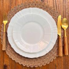 Baixela de pratos em porcelana Noritake Cher Blanc 18 pe�as