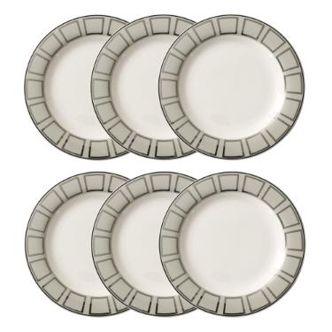 Jogo de pratos rasos em porcelana Strauss Rings 28cm 6 pe�as