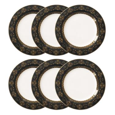 Jogo de pratos rasos em porcelana Strauss Queen 28cm 6 pe�as