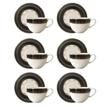 Jogo de x�caras ch� em porcelana Strauss Chees 270ml 6 pe�as