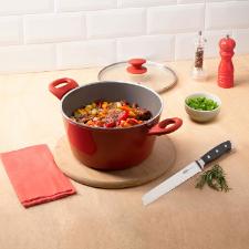 Ca�arola Brinox Optima 24cm 4,6L revestimento cer�mico vermelha, alum�nio 4,5mm e Indu��o, PFOA Free