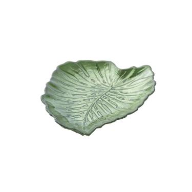 Centro de mesa em vidro Copa&Cia Costela de Ad�o 21x18,5cm verde