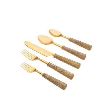 Faqueiro em inox Copa&Cia Garbo Goldwood 30 pe�as