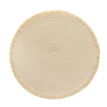 Lugar americano redondo em fibra de celulose Copa&Cia Lana 38cm palha