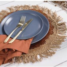 Lugar americano redondo em fibra de papel Copa&Cia Tulum 35cm palha