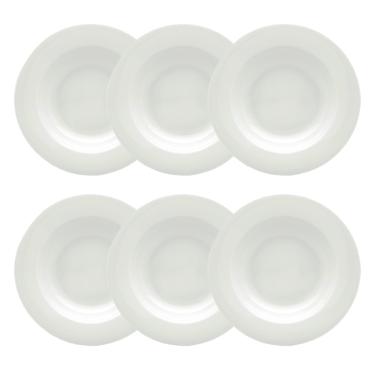 Jogo de pratos fundos em porcelana Strauss Sable 23,5cm 6 pe�as