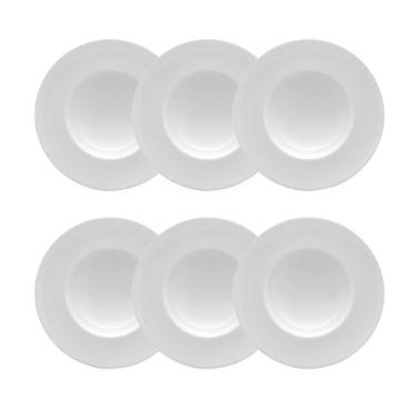 Jogo de pratos fundos bistr� em porcelana Strauss Sable 20,5cm 6 pe�as