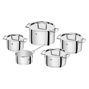 Jogo de Panelas em Inox Zwilling Passion 5 Pe�as com Fundo Multicamadas e Acabamento Brilhante