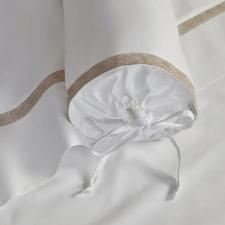 Almofada Rolinho Trussardi Martina 1000 fios 100% Algod�o Eg�pcio 16cmx40cm Branco/Legno