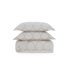 Colcha Trussardi Limonatti 200 fios Queen  2,50mx2,50m Branco/Carvalho