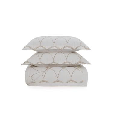 Colcha Trussardi Limonatti 200 fios Queen  2,50mx2,50m Branco/Carvalho