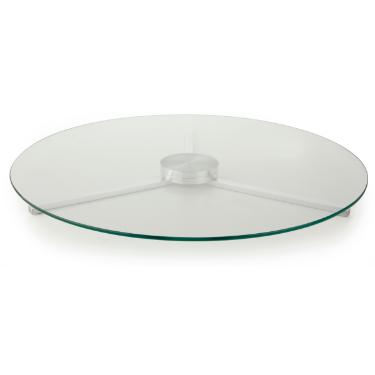 Centro de mesa girat�rio em vidro e alum�nio Forma Collection 80cm incolor