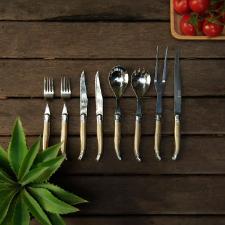 Jogo de garfo e faca para churrasco em inox Laguiole 2 pe�as champagne
